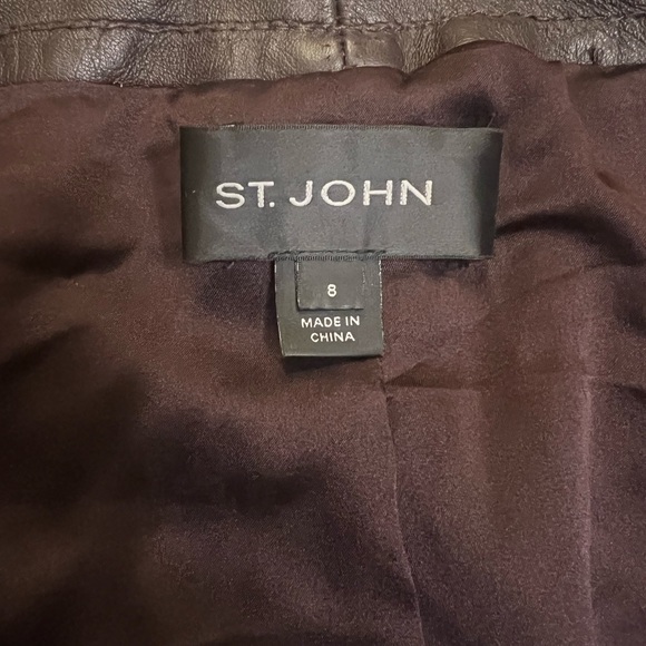 St. John Lambskin LeatherJacket with Flower Embroidery - Picture 4 of 5